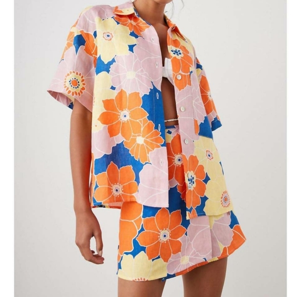 Rails Tops - RAILS MacKinley Top Flower Power Pink Yellow Orange Blue Linen